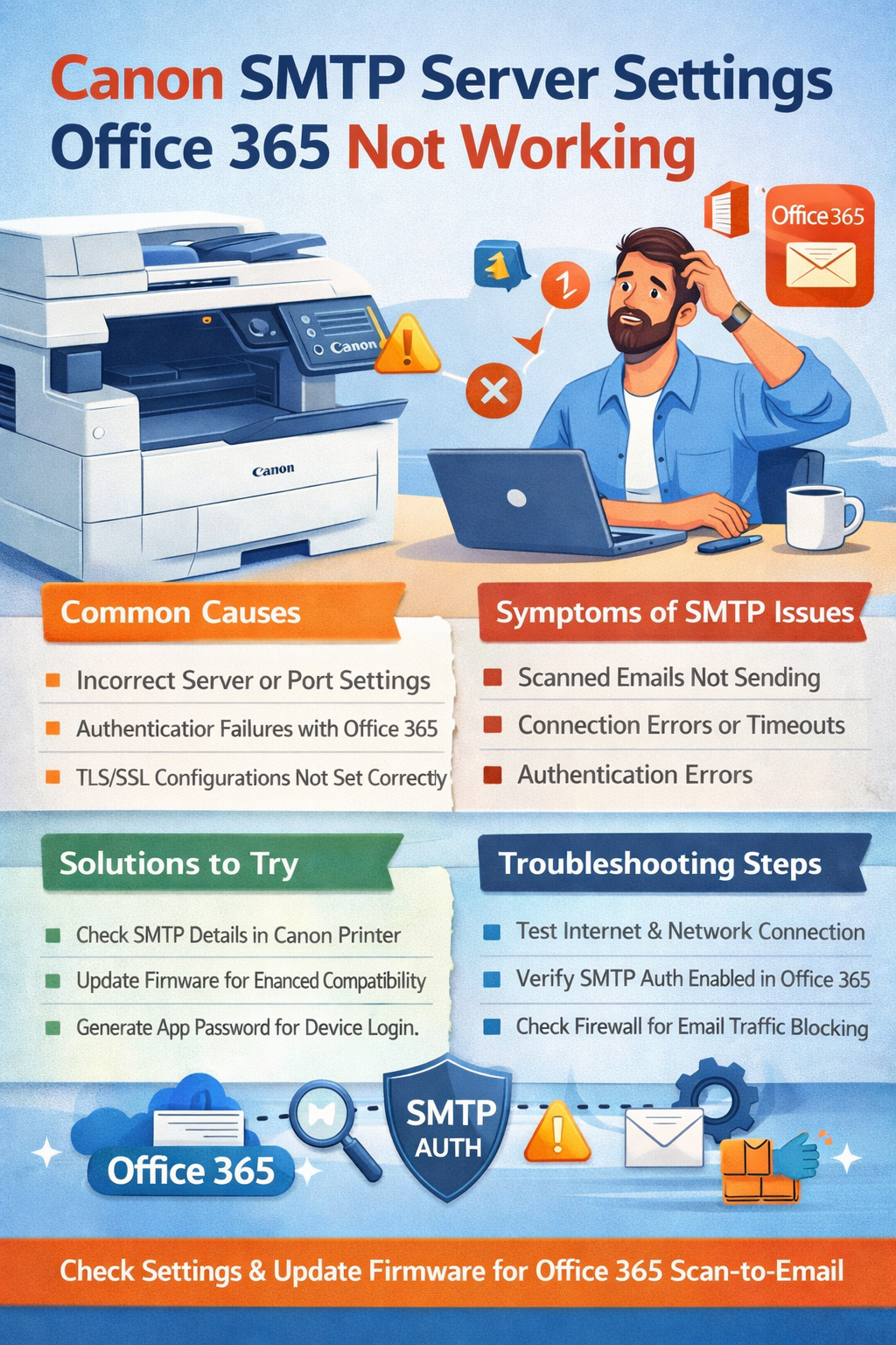 canon smtp server settings office 365 not working