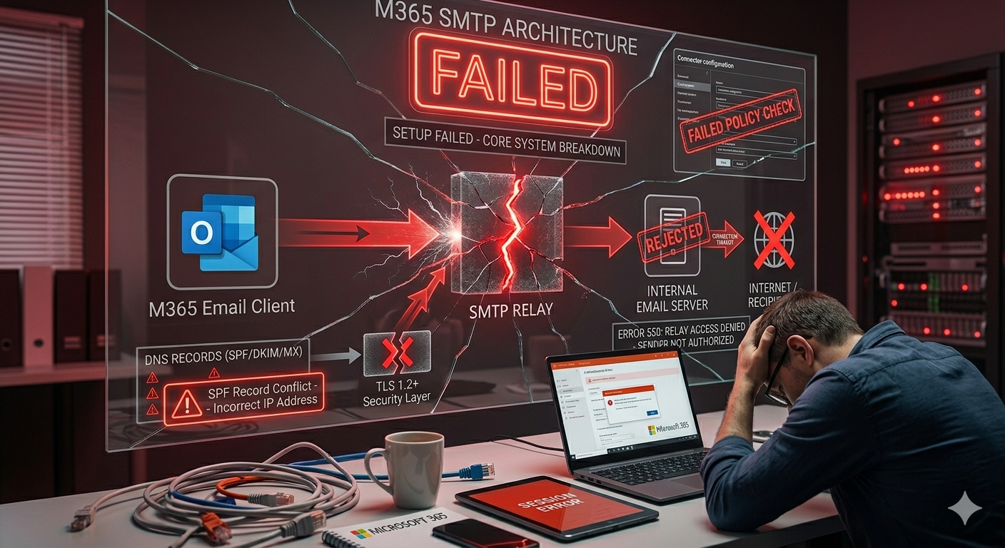 microsoft 365 smtp setup failed