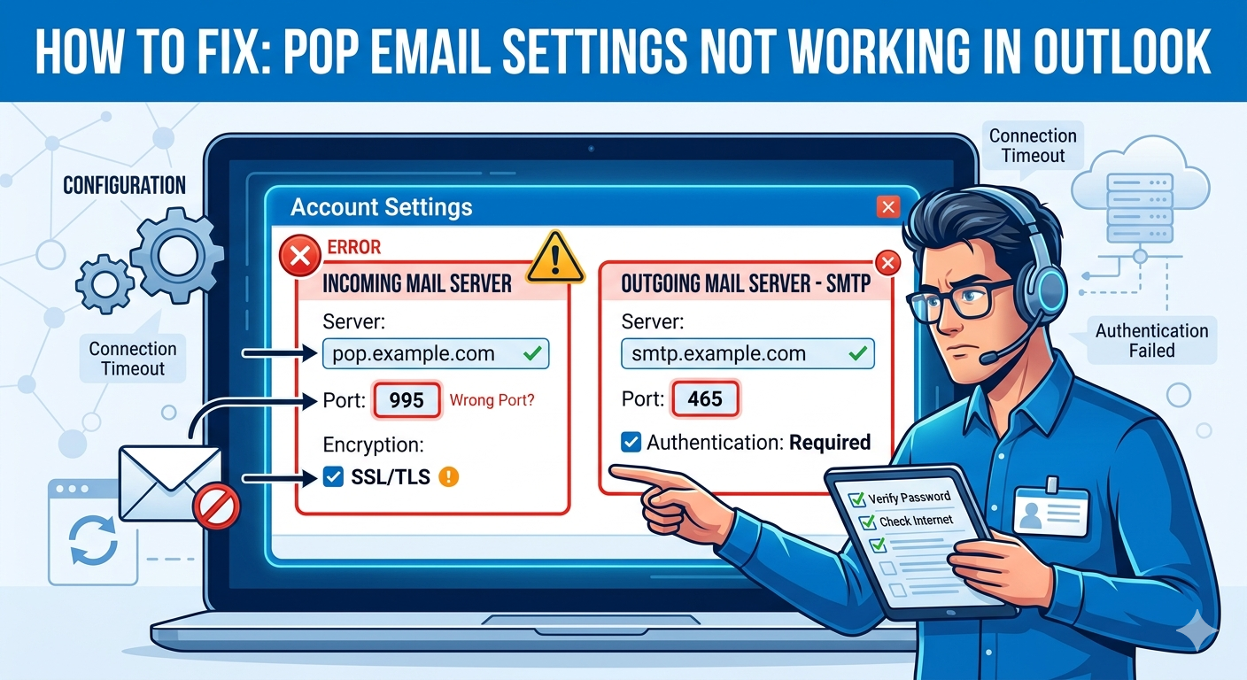 POP Email Settings Not Working In Outlook
