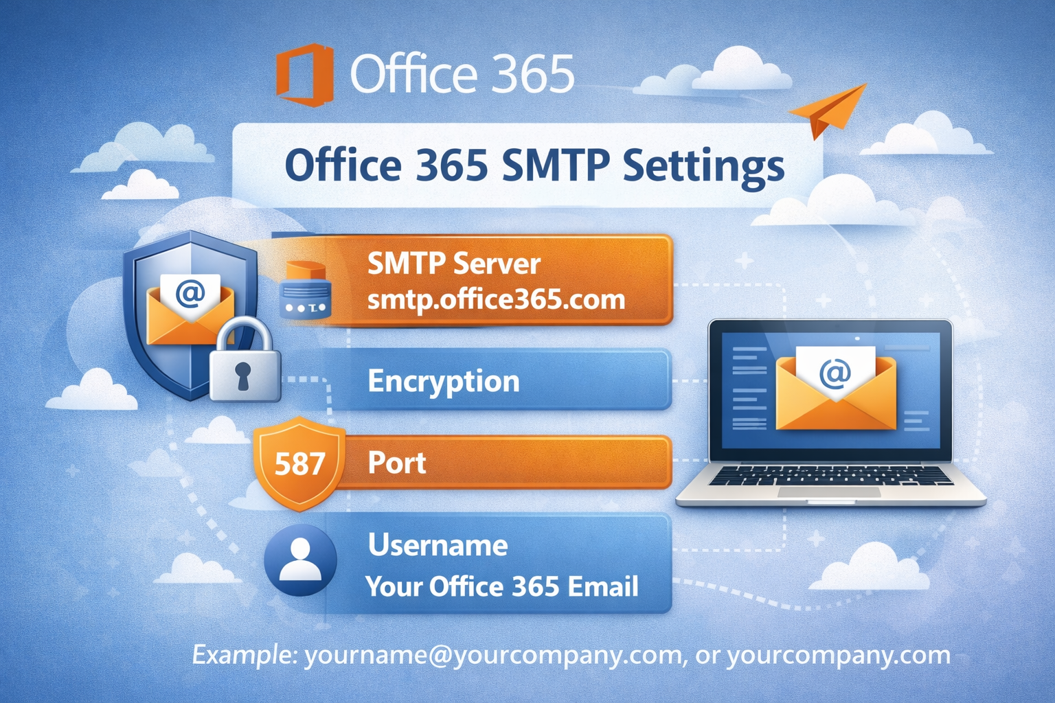 smtp server settings office 365 not found